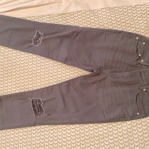 Khaki green Gap girlfriend cuffed distressed jeans size 24